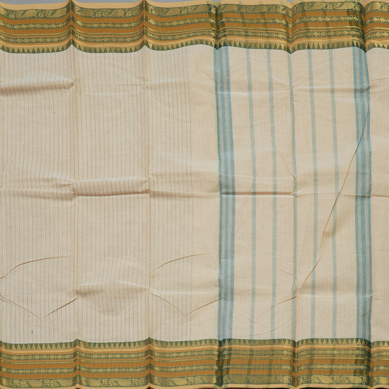 Hayagrivas Sandal Handloom Pure Cotton Saree with Green Border KBE104D5-2