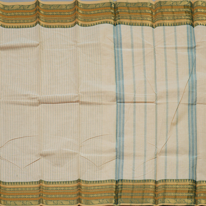 Hayagrivas Sandal Handloom Pure Cotton Saree with Green Border KBE104D5-2