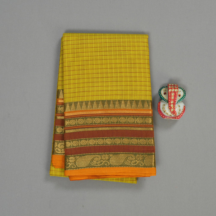 Hayagrivas Handloom Pure Cotton Saree in Zesty Lemon Green KBE104D5-3