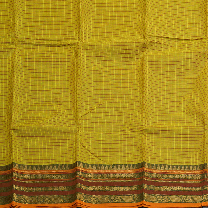 Hayagrivas Handloom Pure Cotton Saree in Zesty Lemon Green KBE104D5-3