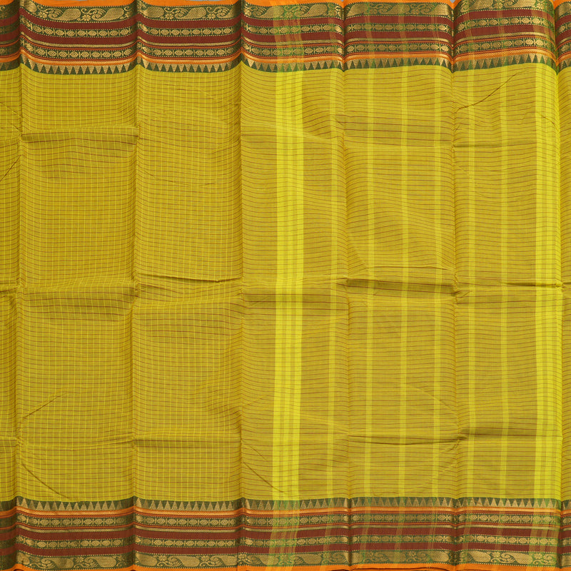 Hayagrivas Handloom Pure Cotton Saree in Zesty Lemon Green KBE104D5-3