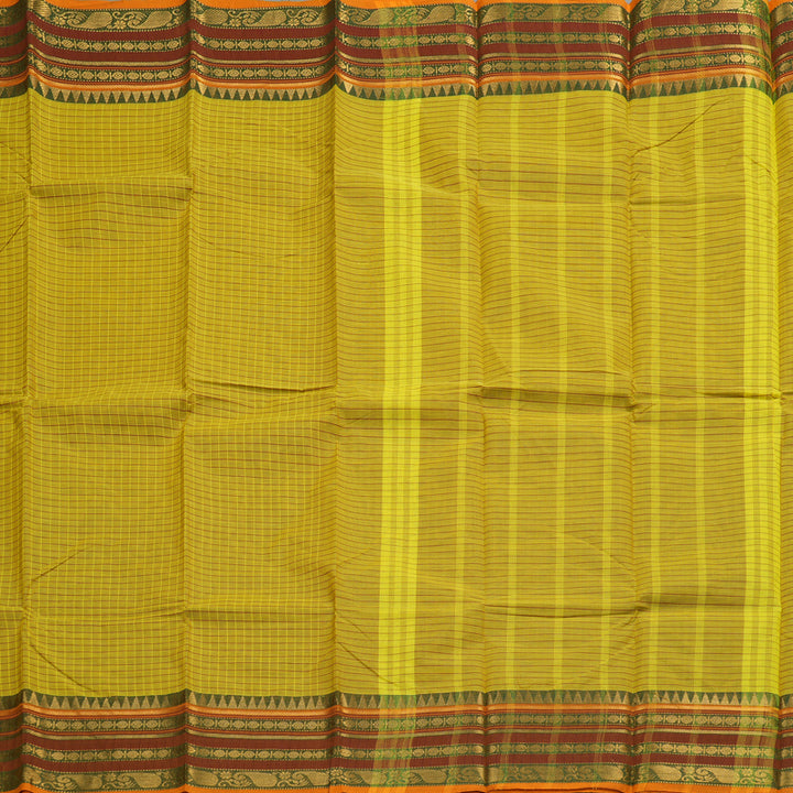Hayagrivas Handloom Pure Cotton Saree in Zesty Lemon Green KBE104D5-3