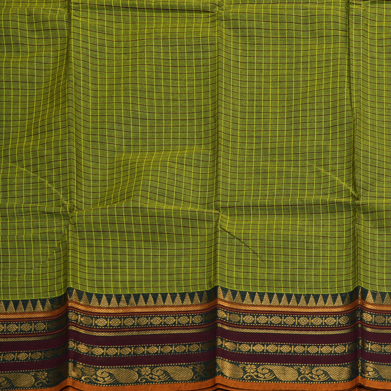 Hayagrivas Handloom Pure Cotton Saree in Mesmerising Olive Green KBE104D5-4