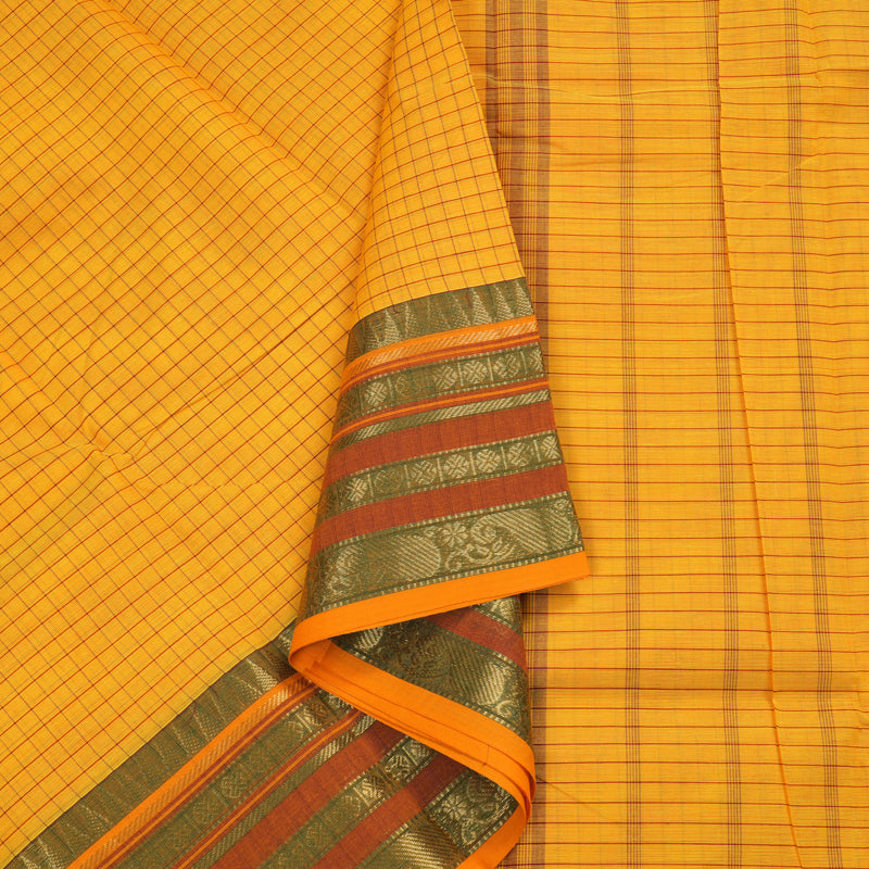 Hayagrivas Handloom Pure Cotton Saree in Sunlit Yellow KBE104D5-6