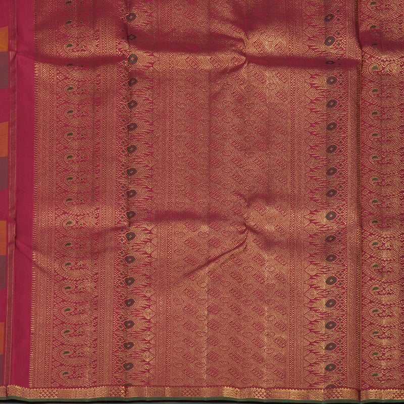 Hayagrivas Handloom Multicolour Checks Kanjivaram Silk Saree with Small Border KBE1050I11-1