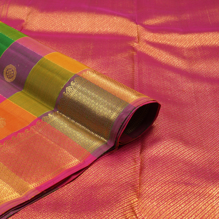 Hayagrivas Handloom Multicolour Checks Kanjivaram Silk Saree KBE1050I2-1