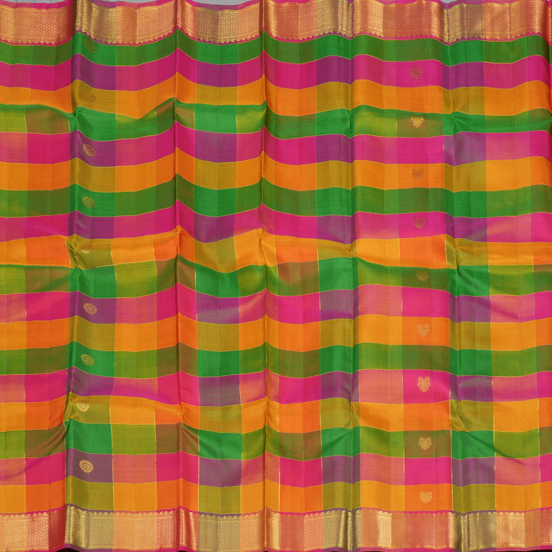 Hayagrivas Handloom Multicolour Checks Kanjivaram Silk Saree KBE1050I2-1