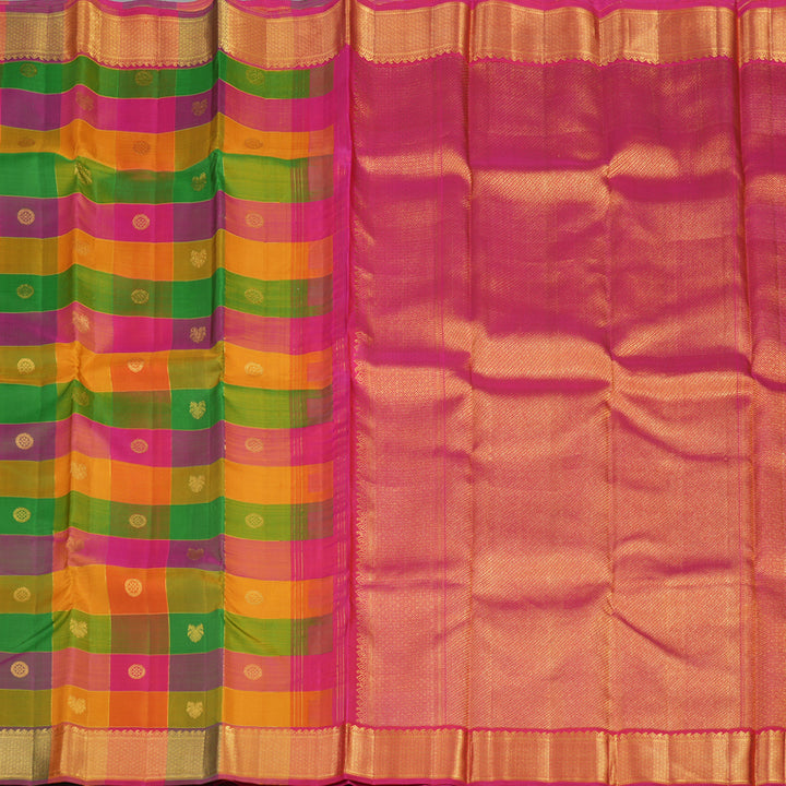 Hayagrivas Handloom Multicolour Checks Kanjivaram Silk Saree KBE1050I2-1