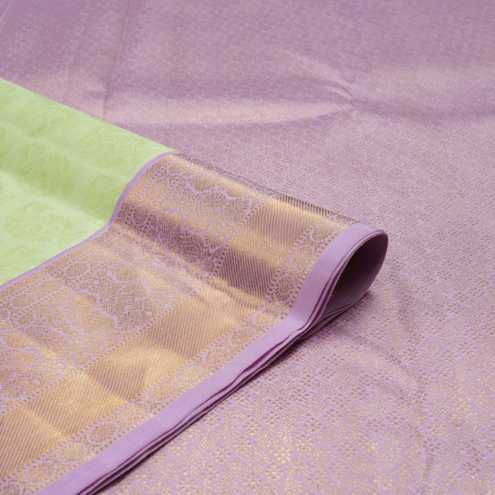 Hayagrivas Handloom Pista Green Kanjivaram Silk Saree with Lavendar Border KBE1057I5-1