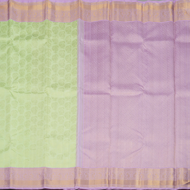 Hayagrivas Handloom Pista Green Kanjivaram Silk Saree with Lavendar Border KBE1057I5-1