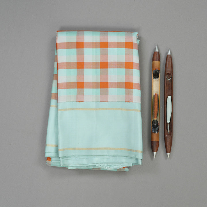 Hayagrivas Handloom Multicolour Checks Kanjivaram Silk Saree with Powder Blue Border KBE1058I1-1