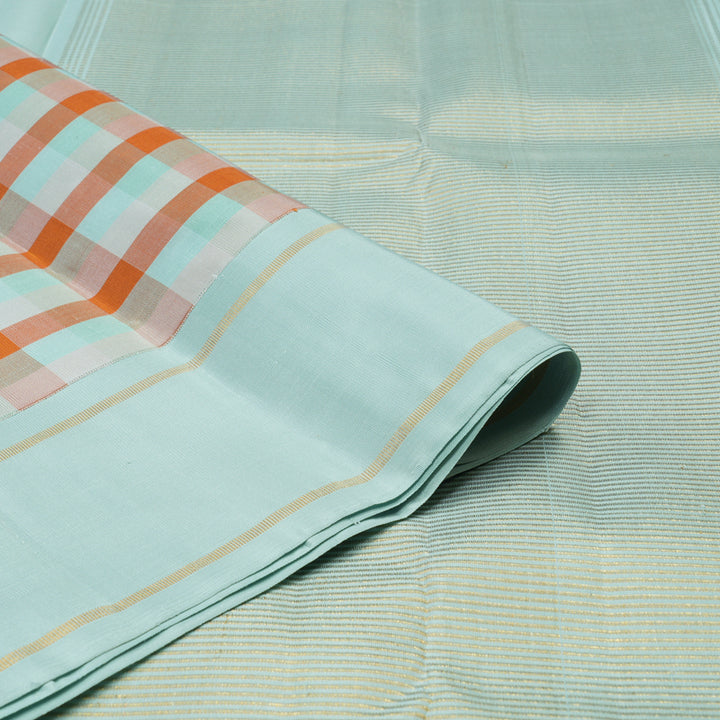 Hayagrivas Handloom Multicolour Checks Kanjivaram Silk Saree with Powder Blue Border KBE1058I1-1