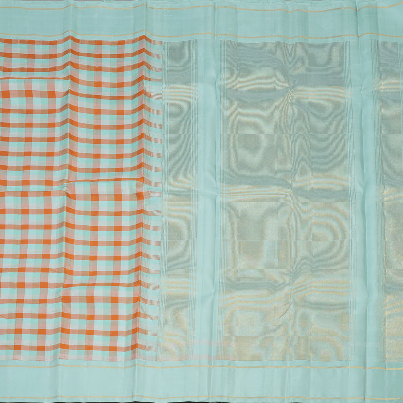 Hayagrivas Handloom Multicolour Checks Kanjivaram Silk Saree with Powder Blue Border KBE1058I1-1