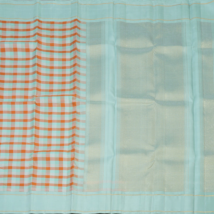 Hayagrivas Handloom Multicolour Checks Kanjivaram Silk Saree with Powder Blue Border KBE1058I1-1