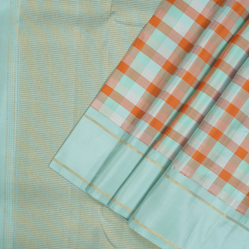 Hayagrivas Handloom Multicolour Checks Kanjivaram Silk Saree with Powder Blue Border KBE1058I1-1