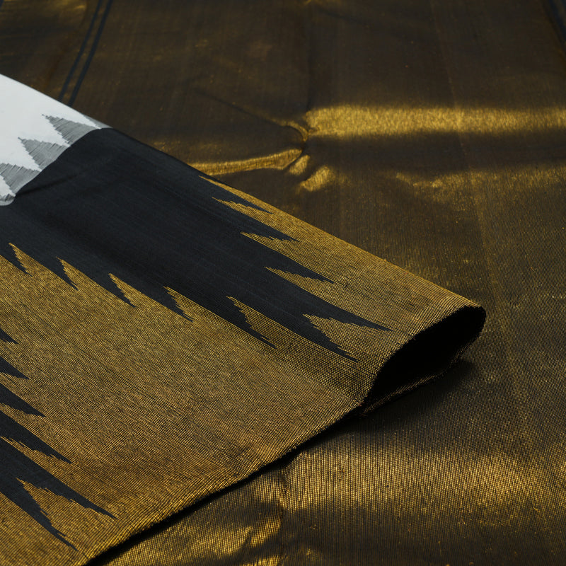 Hayagrivas Handloom Pristine White Kanjivaram Silk Saree with Black Border KBE1059I2-1