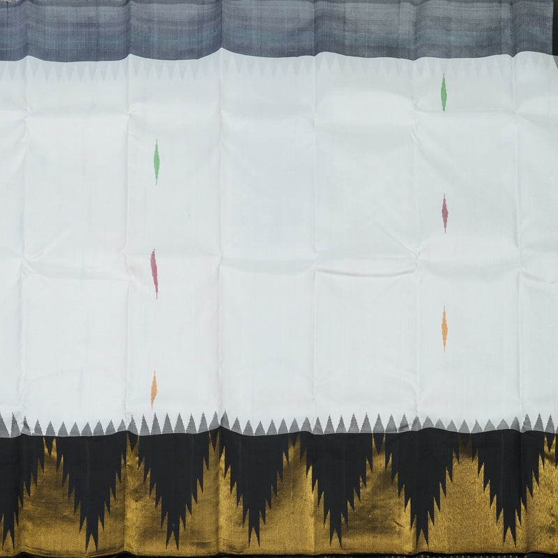 Hayagrivas Handloom Pristine White Kanjivaram Silk Saree with Black Border KBE1059I2-1