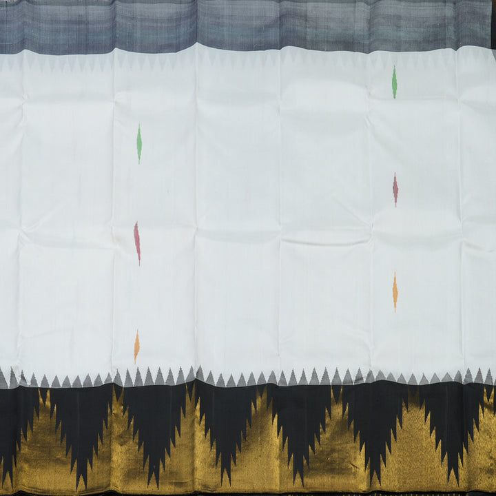 Hayagrivas Handloom Pristine White Kanjivaram Silk Saree with Black Border KBE1059I2-1