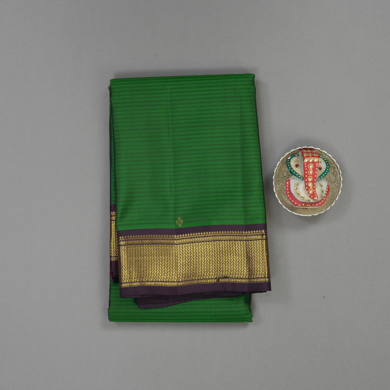 Hayagrivas Handloom Green Kanjivaram Silk Saree with Paaku Border KBE1062I2-27