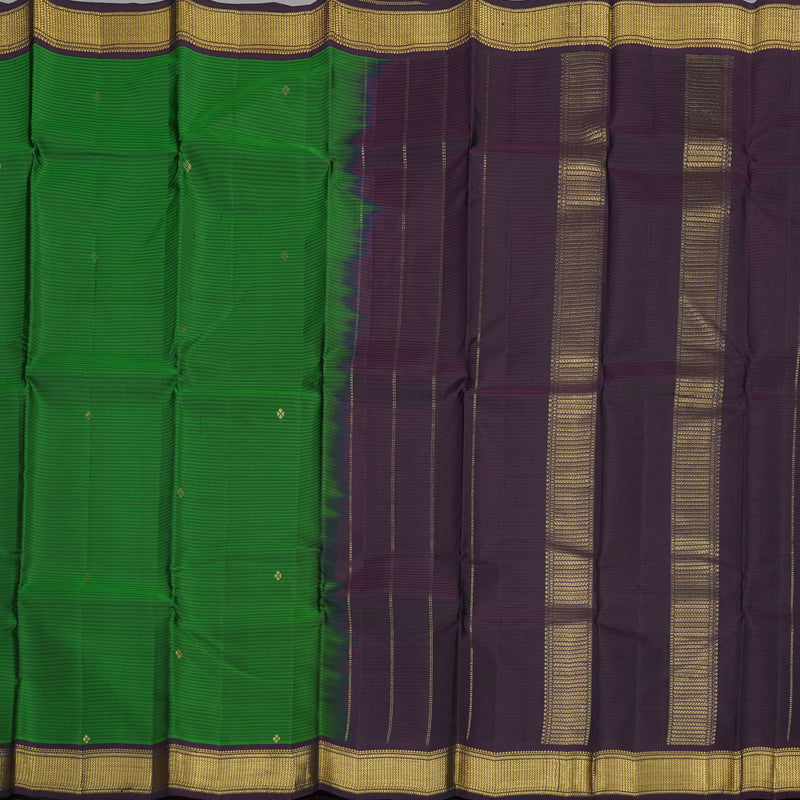Hayagrivas Handloom Green Kanjivaram Silk Saree with Paaku Border KBE1062I2-27