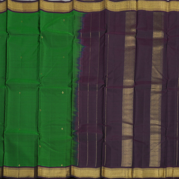 Hayagrivas Handloom Green Kanjivaram Silk Saree with Paaku Border KBE1062I2-27