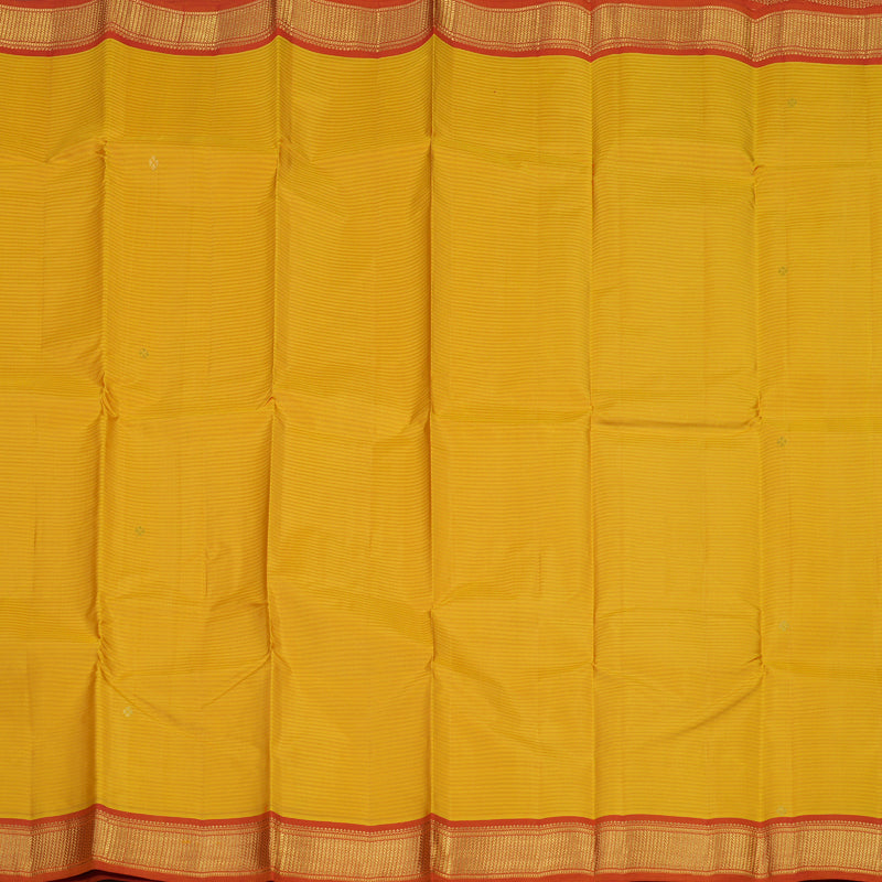 Hayagrivas Handloom Mango Yellow Kanjivaram Silk Saree with Burnt Orange Border KBE1062I2-28