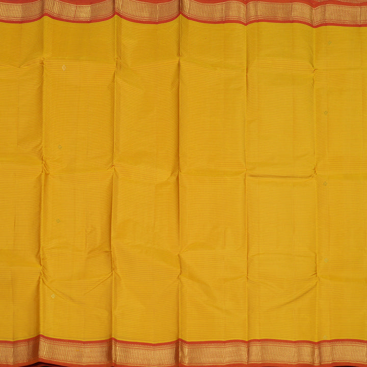Hayagrivas Handloom Mango Yellow Kanjivaram Silk Saree with Burnt Orange Border KBE1062I2-28