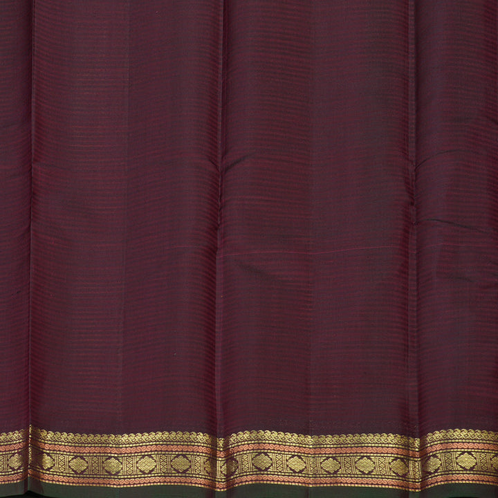 Hayagrivas Handloom Golden Orange Kanjivaram Silk Saree with Araku Maroon Border KBE1062I2-33