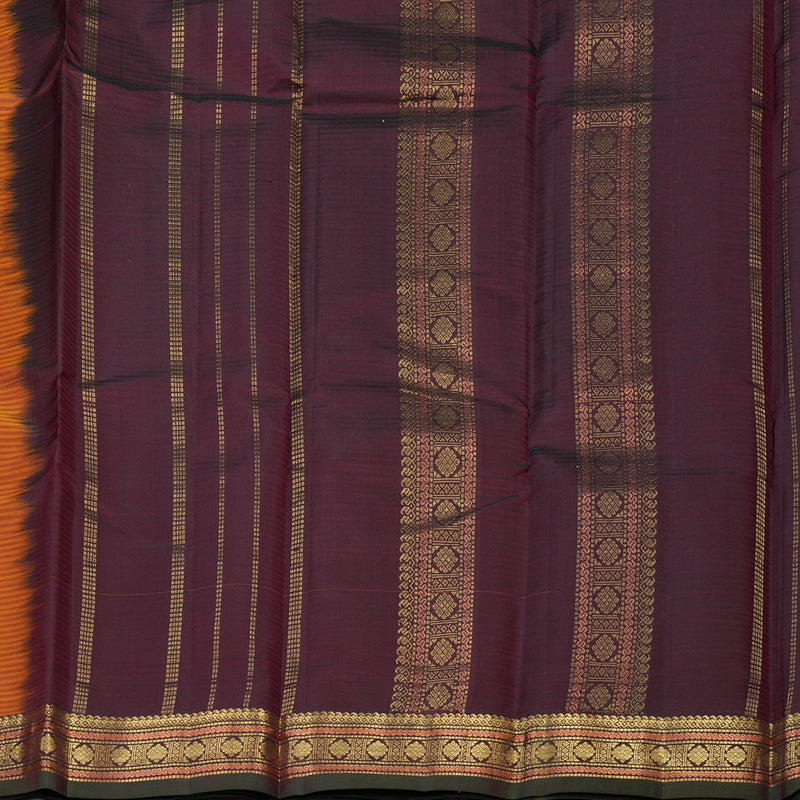 Hayagrivas Handloom Golden Orange Kanjivaram Silk Saree with Araku Maroon Border KBE1062I2-33