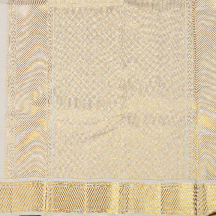 Hayagrivas Handloom Deep Orange Kanjivaram Silk Saree with Half White Border KBE1063I3-1