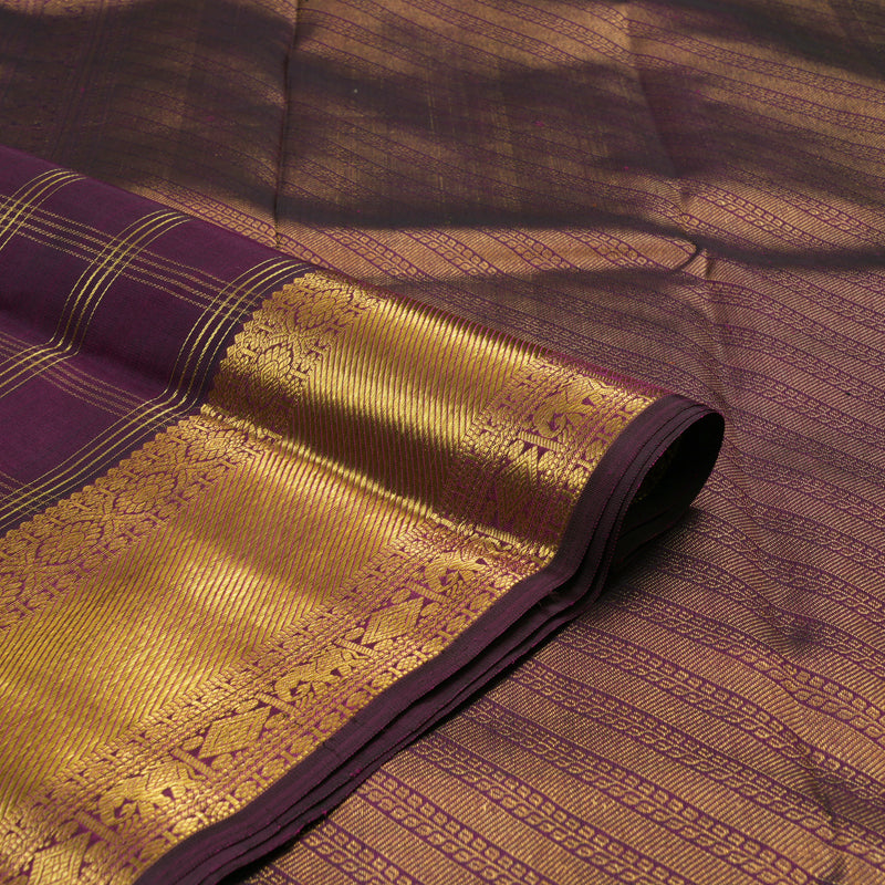 Hayagrivas Handloom Deep Purple Kanjivaram Silk Saree KBE1065I1-1