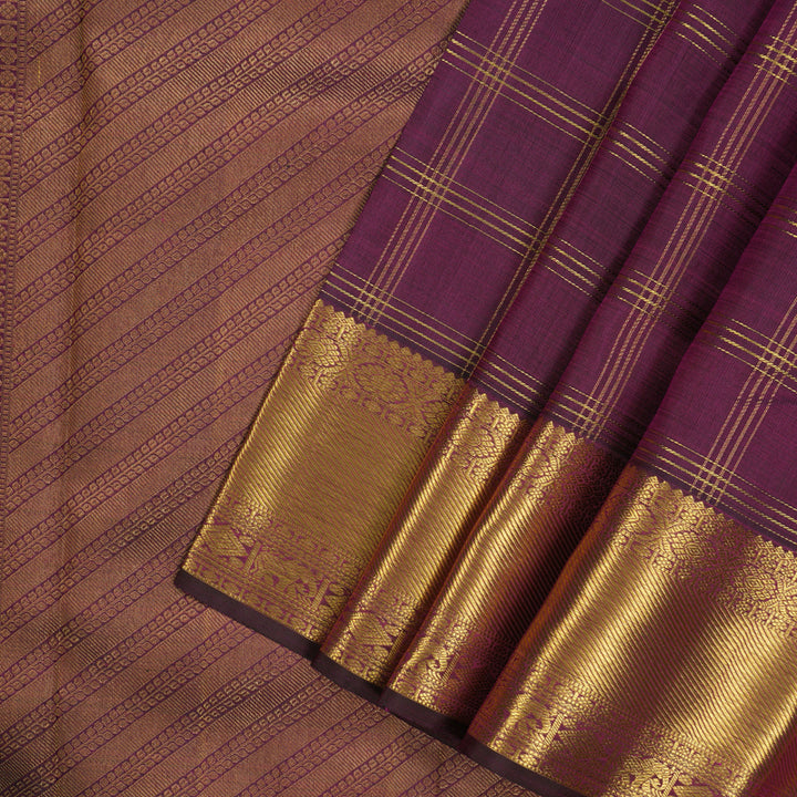 Hayagrivas Handloom Deep Purple Kanjivaram Silk Saree KBE1065I1-1