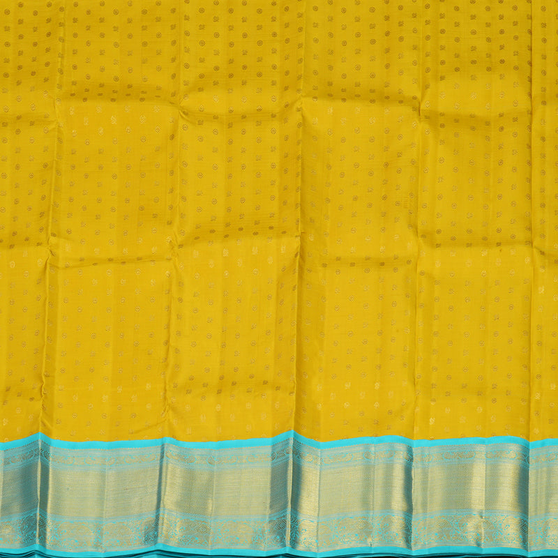Hayagrivas Pure Kanjivaram Pattu Pavadai in Yellow with Sea Blue KBE1067I2-2