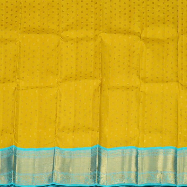 Hayagrivas Pure Kanjivaram Pattu Pavadai in Yellow with Sea Blue KBE1067I2-2