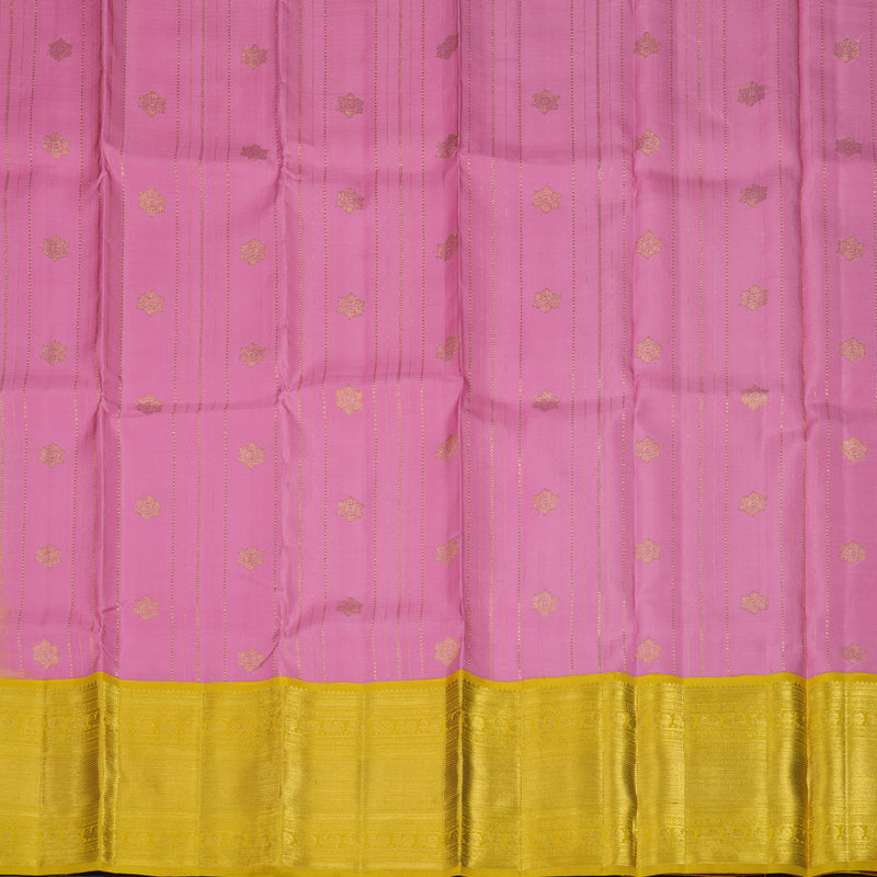 Hayagrivas Handloom Pure Kanjivaram Pattu Pavadai in Rose Pink with Golden Yellow KBE1067I3-1