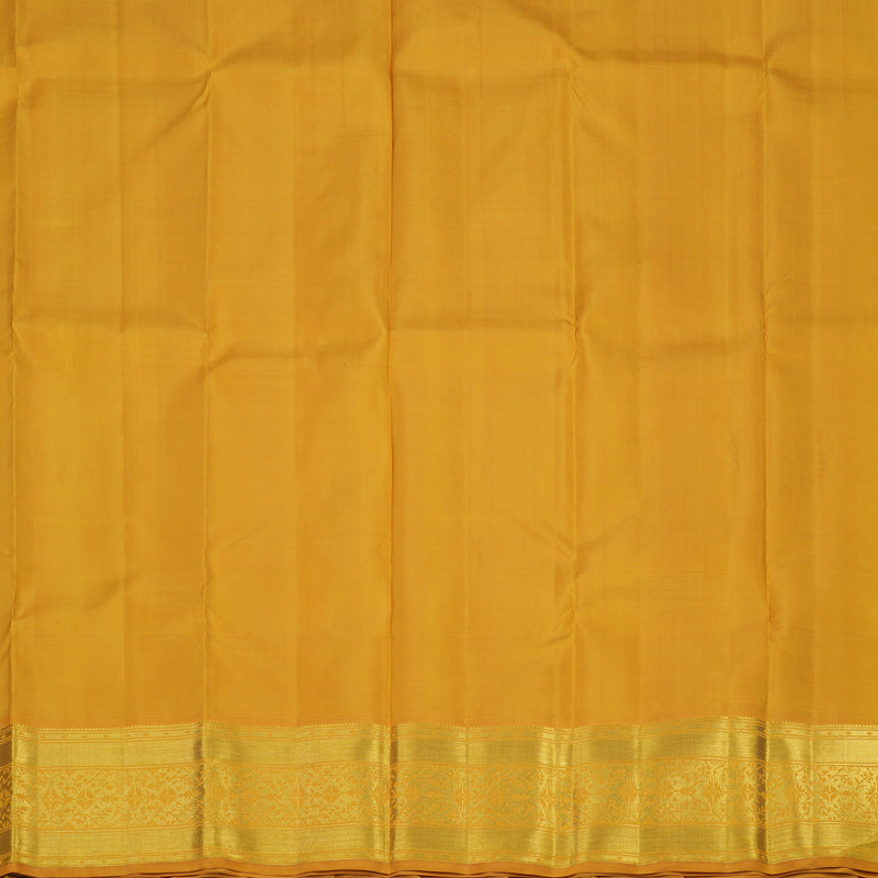 Hayagrivas Handloom Deep Violet Kanjivaram Pattu Pavadai with Mango Yellow Border KBE1067I4-2
