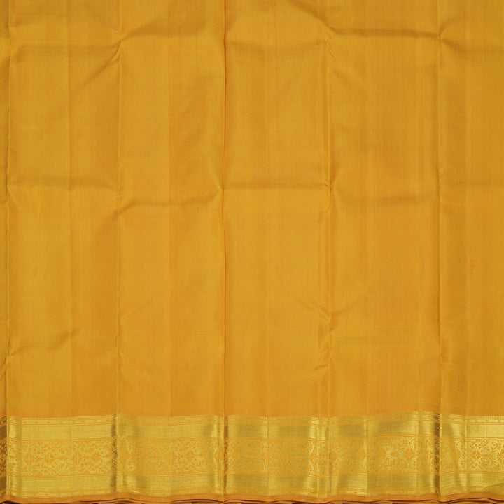 Hayagrivas Handloom Deep Violet Kanjivaram Pattu Pavadai with Mango Yellow Border KBE1067I4-2