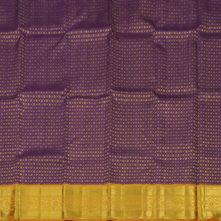 Hayagrivas Handloom Deep Violet Kanjivaram Pattu Pavadai with Mango Yellow Border KBE1067I4-2