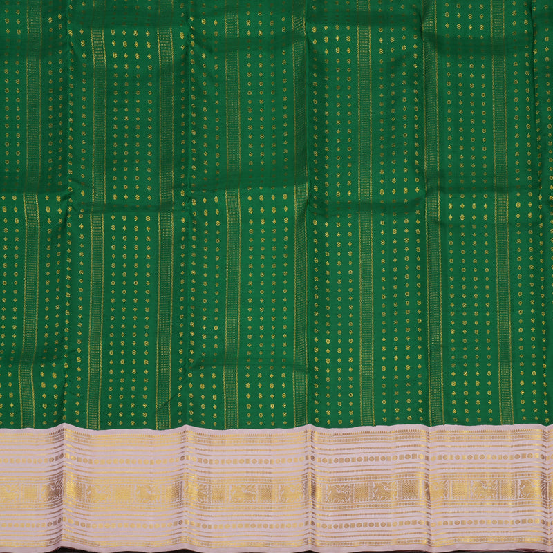 Hayagrivas Handloom Bottle Green Kanjivaram Pattu Pavadai with Baby Pink Border KBE1067I5-1