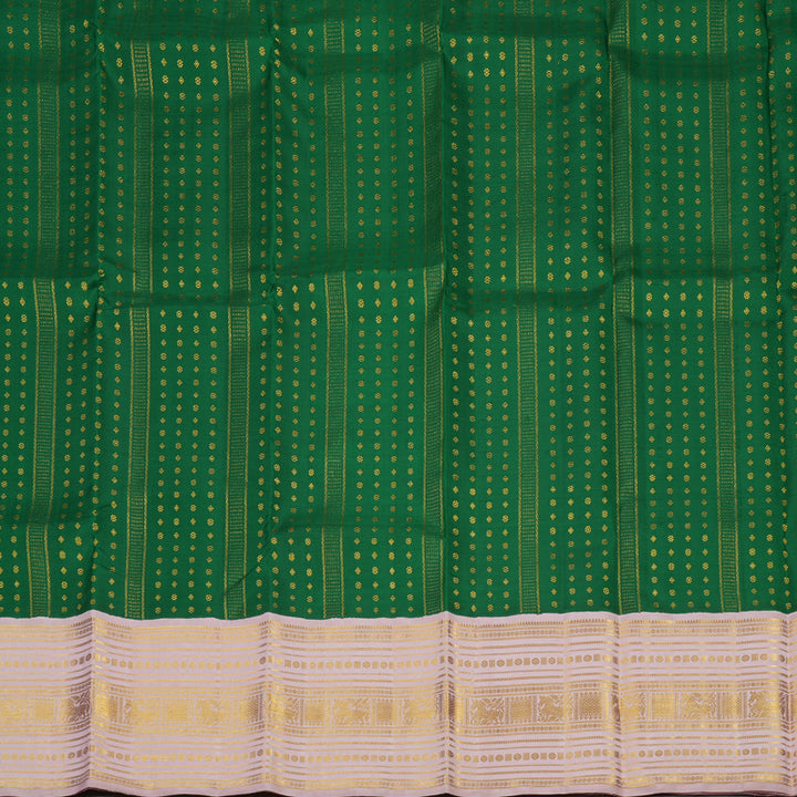 Hayagrivas Handloom Bottle Green Kanjivaram Pattu Pavadai with Baby Pink Border KBE1067I5-1