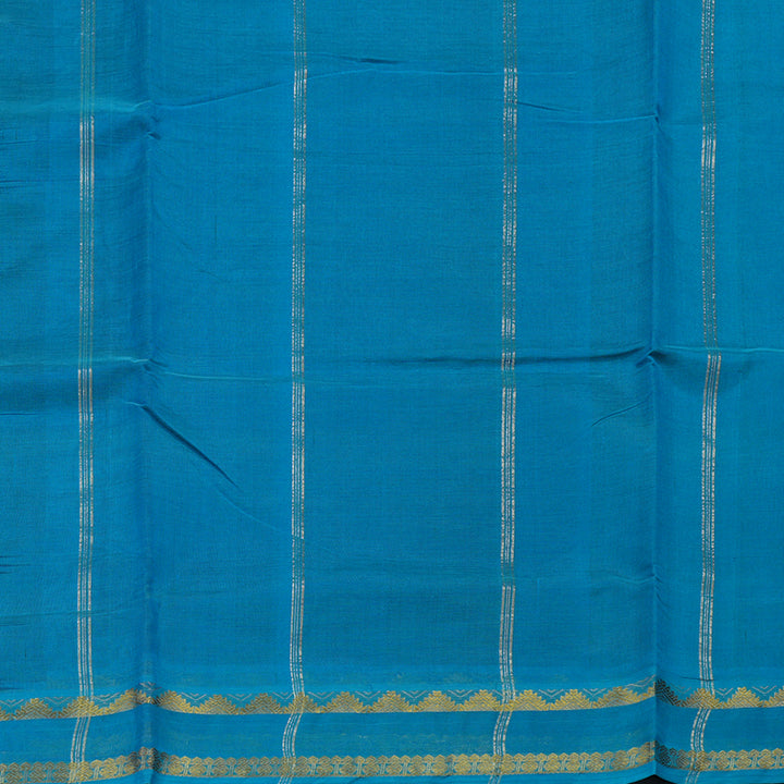 Hayagrivas Handloom Wine Purple Ten Yards Kanjivaram Silk Cotton Saree with Aqua Blue Border KBE106D1-1