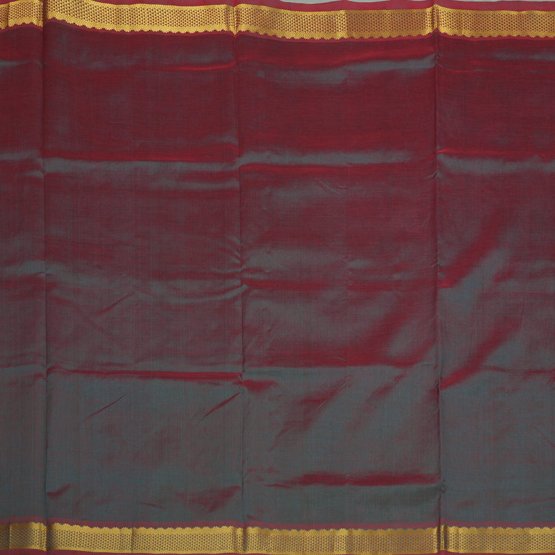 Hayagrivas Handloom Dual Tone Maroon & Blue Ten Yards Kanjivaram Silk Cotton Saree KBE106D2-11