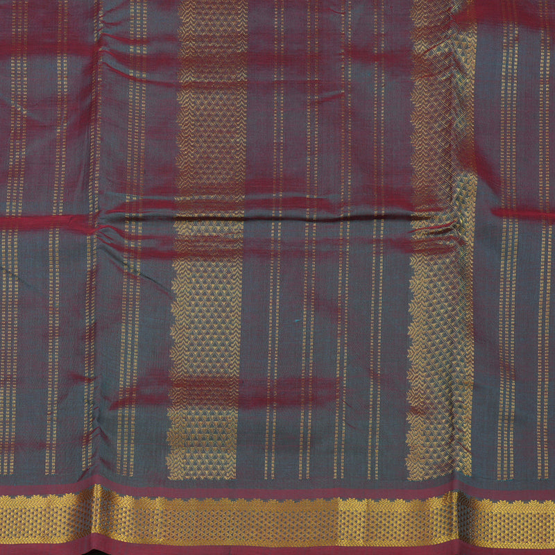 Hayagrivas Handloom Dual Tone Maroon & Blue Ten Yards Kanjivaram Silk Cotton Saree KBE106D2-11
