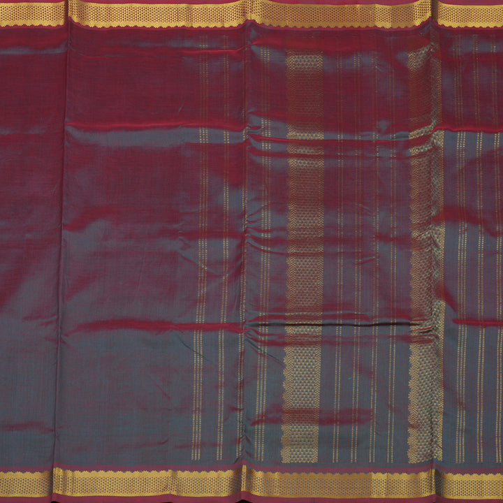 Hayagrivas Handloom Dual Tone Maroon & Blue Ten Yards Kanjivaram Silk Cotton Saree KBE106D2-11