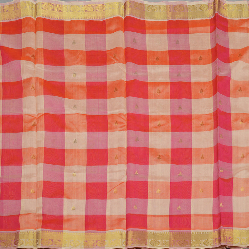 Hayagrivas Handloom Multicolour Ten Yards Kanjivaram Silk Cotton Saree with Beige Border KBE106D5-1