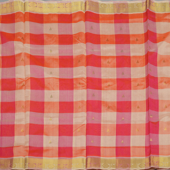 Hayagrivas Handloom Multicolour Ten Yards Kanjivaram Silk Cotton Saree with Beige Border KBE106D5-1