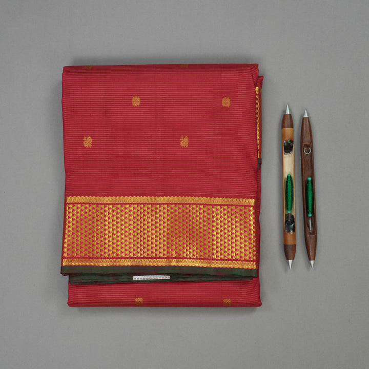 Hayagrivas Handloom Maroon Kanjivaram Ten Yards Silk Saree KBE1071I3-1