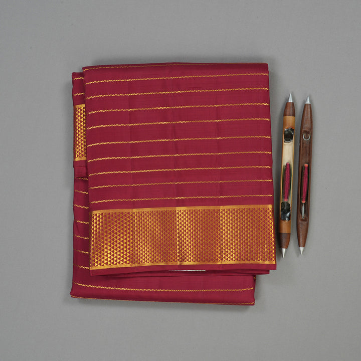 Hayagrivas Handloom Maroon Kanjivaram Ten yards Silk Saree KBE1071I7-1