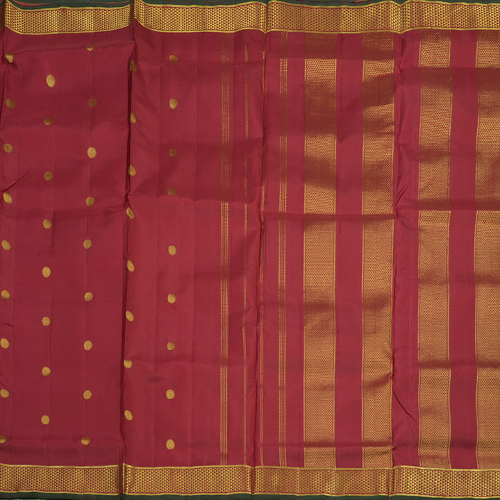 Hayagrivas Handloom Maroon Kanjivaram Silk Saree with Maroon with Manthalir Selvedge Border KBE1071I9-1