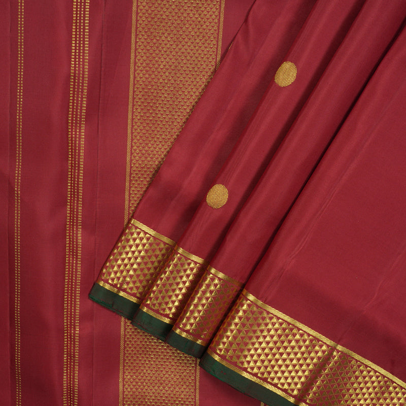 Hayagrivas Handloom Maroon Kanjivaram Silk Saree with Maroon with Manthalir Selvedge Border KBE1071I9-1